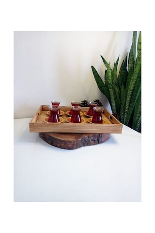 Doğal Ahşap Eskitme Dekoratif Kahve, Çay, Söz, Nişan, Sunum , Servis Tepsisi Eskitme Kahve