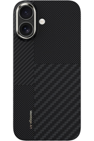 Apple Uyumlu iPhone 17 Kılıf M-safe Şarj Özellikli Karbon Fiber Benks Montage Armorair Kevlar Kapak Siyah