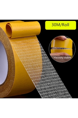 Hangfox Cam Fiber Doğrultulu Çift Taraflı Yapıştırıcı Bant - 30mm X 25m, 80 C Isı Dayanıklı, Araç Sanayi, Köpük, Tekstil Uygun