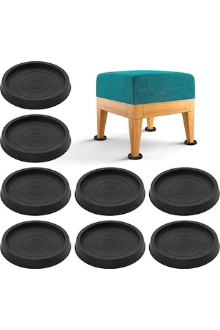 Besthome1 Suntek 8 Adet Yuvarlak Kauçuk Bardak Teker, Masa Sandalye İçin Siyah Siyah