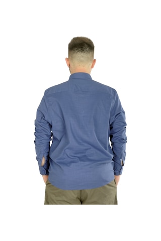 Mode Xl Büyük Beden Erkek Keten Cepli Gömlek 20386 Indigo 001