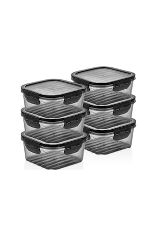 Golden Rod 6 Adet Sızdırmaz Kare Saklama Kabı Seti Siyah