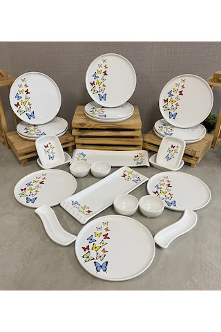 Keramika Takım Kahvaltı Nordıc Dance Of Butterfly Beyaz