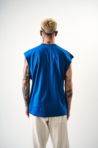 Respire Erkek Basic Tank Top Atlet Mavi