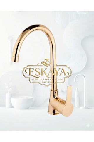Eshome Gold Altın Kare Robot Duş Seti, Banyo, Mutfak Eviye Ve Lavabo Bataryası Musluğu 4'lü Set