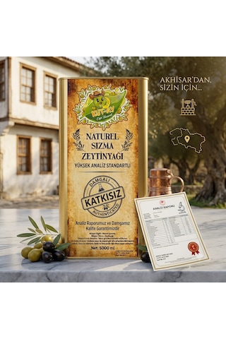 Doğal Sızma Zeytinyağı 5 Litre Analiz Raporlu & Yeni Hasat Akhisar Zeytinyağı Ege Sızma Natürel Zeytinyağı