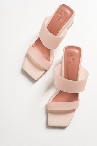 Luvishoes 123 Ten Cilt Topuklu Şeffaf Kadın Terlik Ten