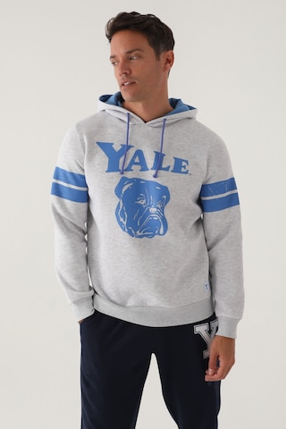 Yale Kar Melanj Kapüşonlu Ön Baskı Erkek Sweatshirt Kar Beyaz
