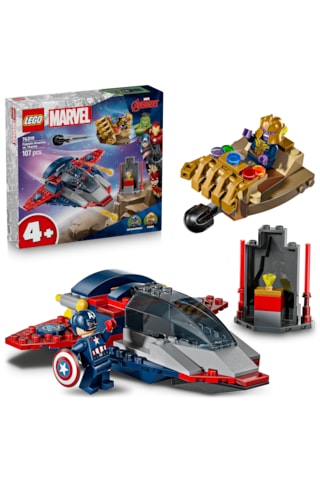 LEGO® ǀ Marvel Kaptan Amerika, Thanos'a Karşı 76319 - 4 Yaş ve Üzeri Süper Kahraman Seven Çocuklar için Yaratıcı Oyuncak Yapım Seti (107P)