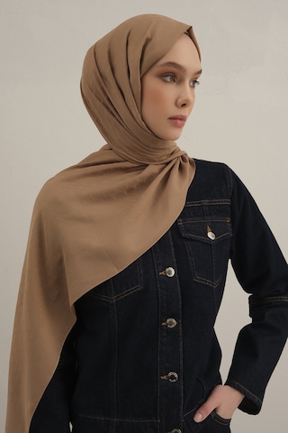 Vizon Link Desen Bambu Cotton Şal 12 Vizon