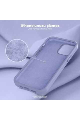 Merwish Apple İphone 15 Plus Uyumlu Özel İpeksi Dokunuş Hissi Veren İçi Yumuşak Kadife Lansman Silikon Kılıf Kapak Derin Mor 50 x 22