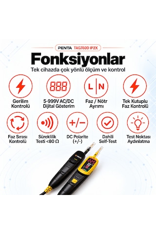 Penta Tag780d Ip2x Dijital Alçak Gerilim Dedektörü