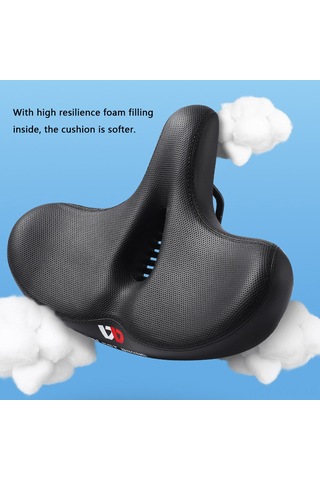 Symbee Ergonomik Bisiklet Koltuğu: Geniş Yumuşak Dizayn, Çift Sönümleme Topu, Erkek/kadın İçin, Dağ Yolu Bisikleti Uyumlu, Siyah, Delikli + Rüzgar Engeli Siyah