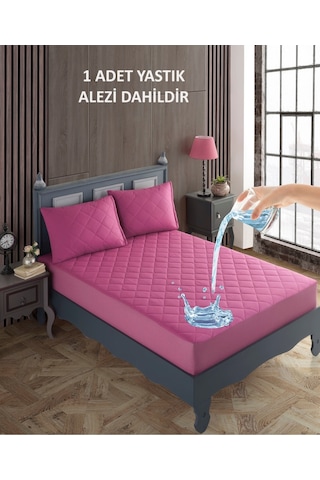 Tek Kişilik Alez Seti %100 Pamuk Kapitone Su Sıvı Geçirmez Yatak Yastık Alezi Yatak Yastık Koruyucu Lila