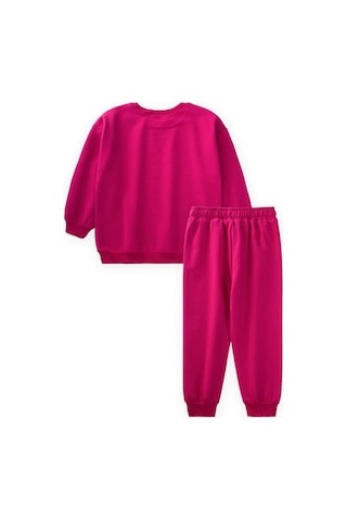 Cigit Basic Karyoka Detaylı Sweatshirt Takım 3-8 Yaş Fuşya