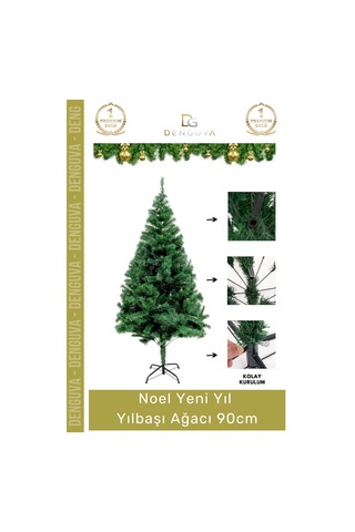 Yılbaşıağacı Yılbaşı Çam Ağacı Sık Yapraklı Kaliteli Dekoratif Yeşil Ayaklı Yeni Yıl Noel Paket 90 Standart
