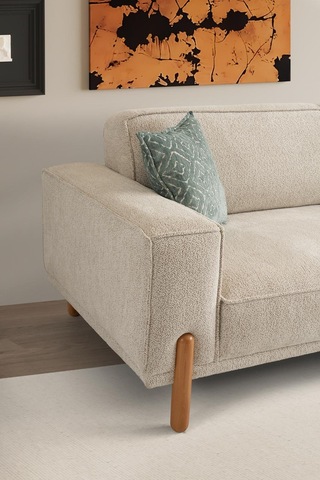 Oslo Ahşap Ayaklı Mekanizmalı Kanepe Beyaz