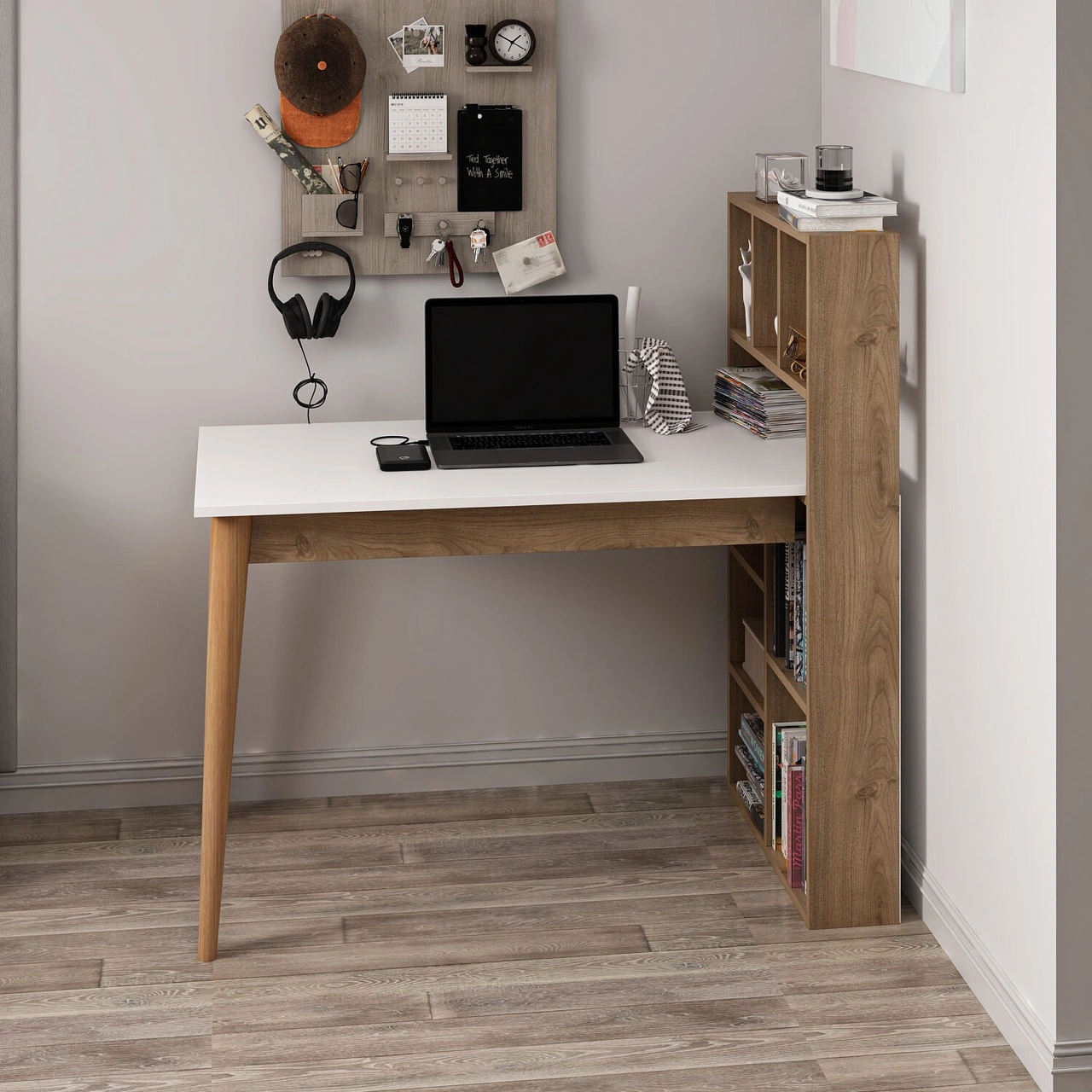 Calvia Çalışma Masası - Beyaz/rahle Çok Renkli