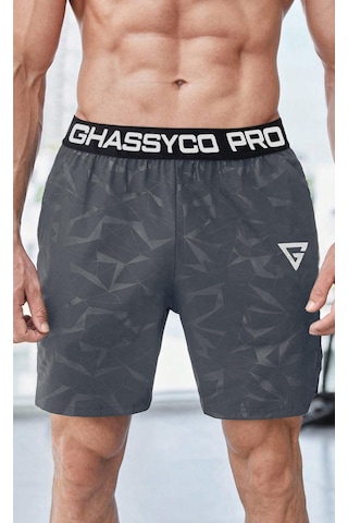 Ghassy Co. Erkek Runnig Pro Elastik Bel Nefes Alabilen Koşu Fitness Spor Şortu 001 Füme