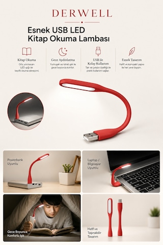 Esnek Usb Led Kitap Okuma Lambası Taşınabilir Mini Masa Üstü Gece Lambası Laptop Bilgisayar Uyumlu Bükülebilir Göz Yormayan
