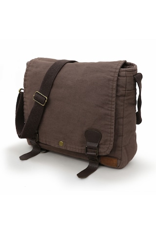 Old Cotton Cargo 8045 Kahverengi Postacı Omuz Kanvas Laptop Çanta Kahverengi