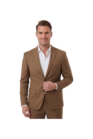 Deep Sea Deepsea Kahve Slim Fit Ekose Desenli İtalyan Kesim 2 Li Erkek Takım Elbise 2300202 Kahverengi