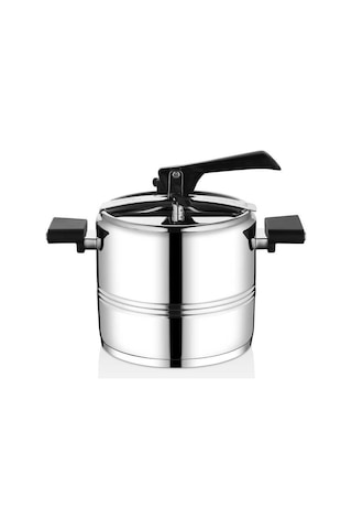 1119 - 18 Parça - İndüksiyonlu Ocak Uyumlu, Paslanmaz Çelik Çeyiz Seti, Gümüş Gövde, Siyah Detay Gümüş