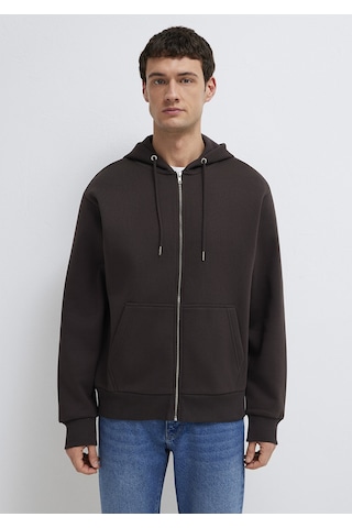 Mavi - Kapüşonlu Fermuarlı Kahverengi Basic Sweatshirt 0s10277-70219 Kahverengi