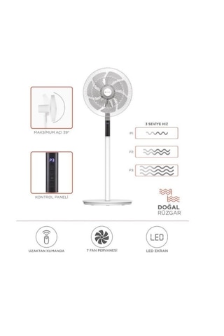 Torima SF-02 Ayaklı 16'' 60 W 3 Kademe 7 Pervaneli Kumandalı Vantilatör