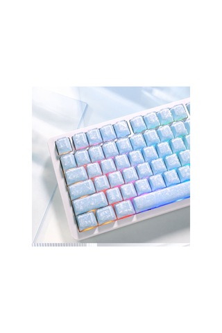 Leaven 128 Tuş Pbt Keycap Seti - Karbon Fiber Şeffaf Cherry Mx Uyumlu Rgb Klavye Tuşları - Mavi