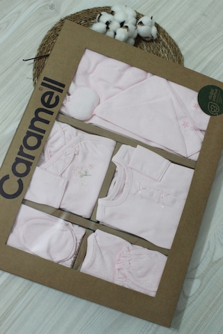 Caramell Barbosa Cute Nakışlı %100 Pamuk Yenidoğan 10'lu Hastane Çıkışı 56-62cm Pembe