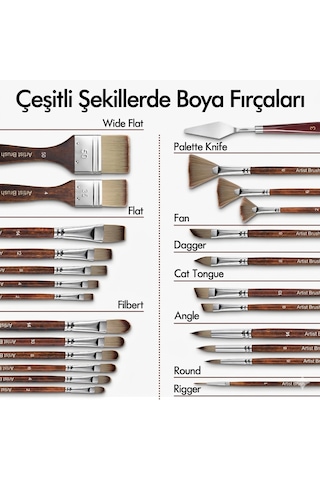 Hannah 25 Adet Birinci Sınıf Akrilik Boya Fırça Seti Sentetik Sanatçı Fırçası, Kanvas Düzenleme Çantası Ve Spatula, Akrilik, Sulu Boya, Yağlı Boya, Guaj, Taş Boyama İçin, Akrilik Fırça