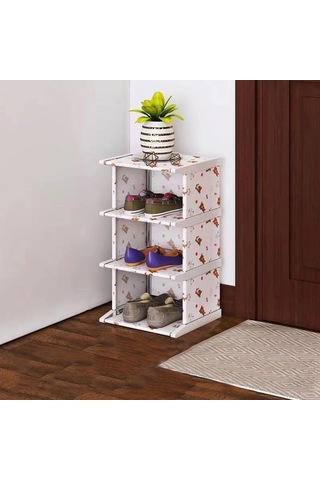 Padalink Mutfak, Oturma Odası, Yatak Odası İçin 3 Bölmeli Mavi Organize Dolap - Noktalı Kumaş Ve Alüminyum Malzemeyle Ev Gereçleri, Ayakkabı Depolama Mavi