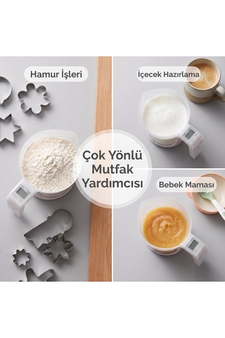 Dijital Hassas Mutfak Tartılı Ölçü Kabı 5 Kg Taşıma Kapasiteli 1g Ölçerli - Lcd Ekranlı Dara Almalı Dereceli Ölçü Sürahisi Ve Mutfak Tartısı Çok Renkli