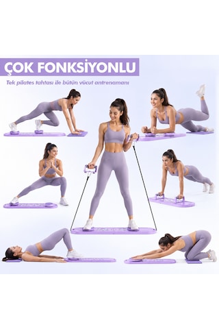 Missidea Çok Fonksiyonlu Mor Pilates Ve Fitness Tahtası Direnç Bantlı Karın, Kol, Sırt Ve Core Egzersiz Aleti