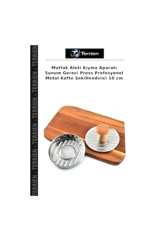 Mutfak Aleti Kıyma Aparatı Sunum Gereci Press Profesyonel Metal Köfte Şekillendirici 10 Cm Ahşap