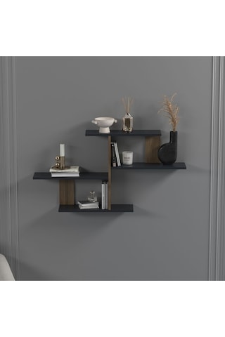 Sitil Duvar Rafı Antrasit Ceviz