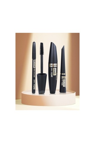Özel Seri Kalıcı Pratik Göz Makyajı Kozmetik Siyah Eyeliner Maskara Kalem 3'ü 1 Arada