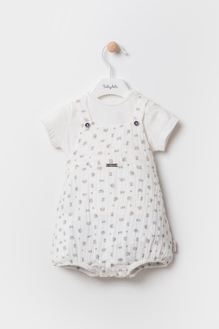 Baskılı Basic Tshirt Tulum Salopet 2'li Takım Ekru 12845 001