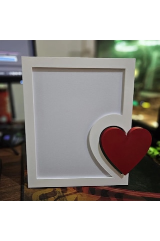 Buradabulabilirsin 3d Baskı Kalp Detaylı Fotoğraf Çerçevesi Masaüstü Romantik Çift Fotoğraf Çerçevesi Beyaz Kırmızı Bbz