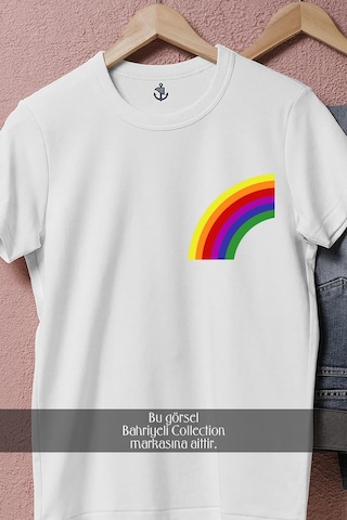 Oversize Lgbt Rainbow, Colors Cep Tasarımlı Unisex T-shirt Beyaz