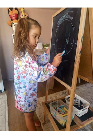 4-7 Yaş Family Sıvı Geçirmez, Uzun Kollu Çocuk Faaliyet Aktivite Boyama Önlüğü 1 Adet