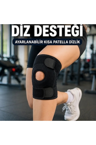 Sporcu Dizliği Açık Patella Tasarımlı Ayarlanabilir Cırtlı Kısa Diz Desteği