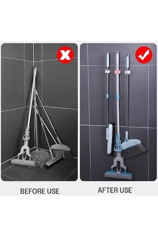Yapışkanlı Pratik Mop Tutucu 4 Adet Beyaz Çok Renkli