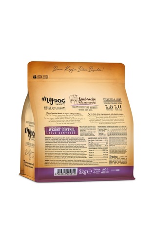 Mydog Az Tahıllı Kuzu Etli Diyet & Kısır Köpek Maması 3kg
