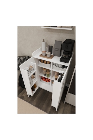 Lüks 2 Kapılı Çok Amaçlı Kiler Dolabı %100 MDF Erzak Organizer Dolabı MK08