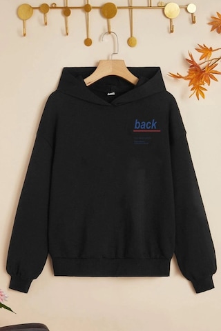 Çocuk Back Baskılı Sweatshirt Siyah