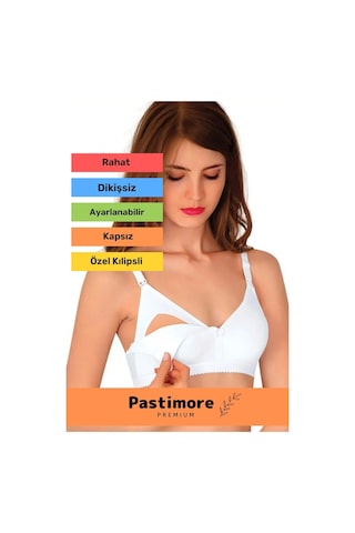 Özel Üretim Kumaş Kilipsli Esnek Ayarlanabilir Dikişsiz Kadın Hamile Lohusa Siyah Emzirme Sütyeni Beyaz