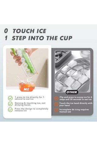 Neevoyu Yeni Nesil Tek Tık Açık Buzluk, 6 Bölmeli Mutfak Buz Kutusu, Gıda Kalitesi Pc+pp, Dökülme Engeli Kapağı, 2 Adet Yeşil+turuncu Çok Renkli