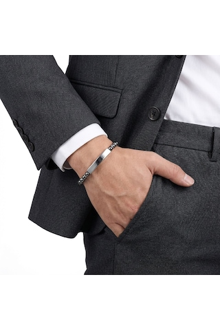 Premium Hematit Beyaz İsim Yazılabilir Ve Ayarlanabilir Çelik Zincir Bileklik 31832b29d9 - 23 Cm Gümüş